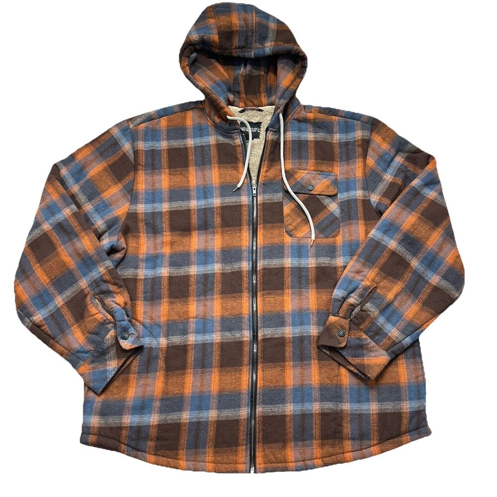 Elesuit Plaid Sherpa Lined Hoodie Jacket 2XL Grunge Workwear Lumberjack